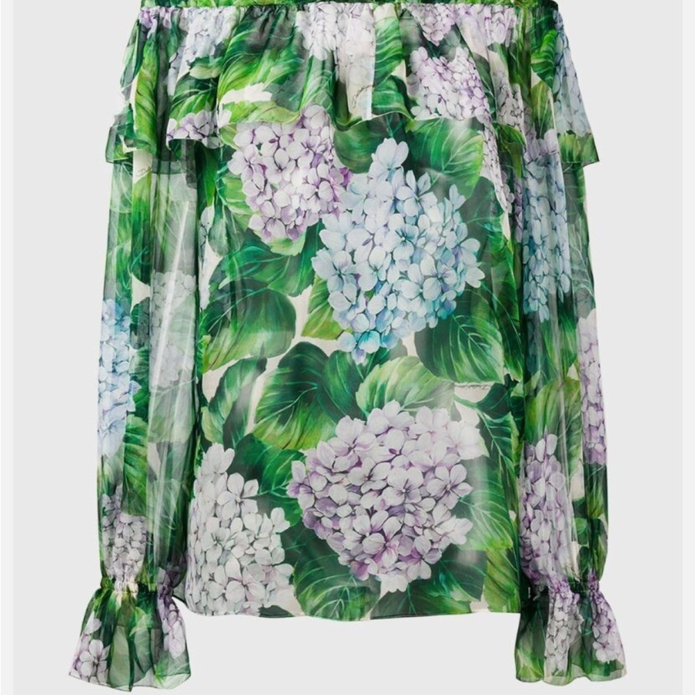 DOLCE & GABBANA HYDRANGEA Silk CHIFFON Blouse